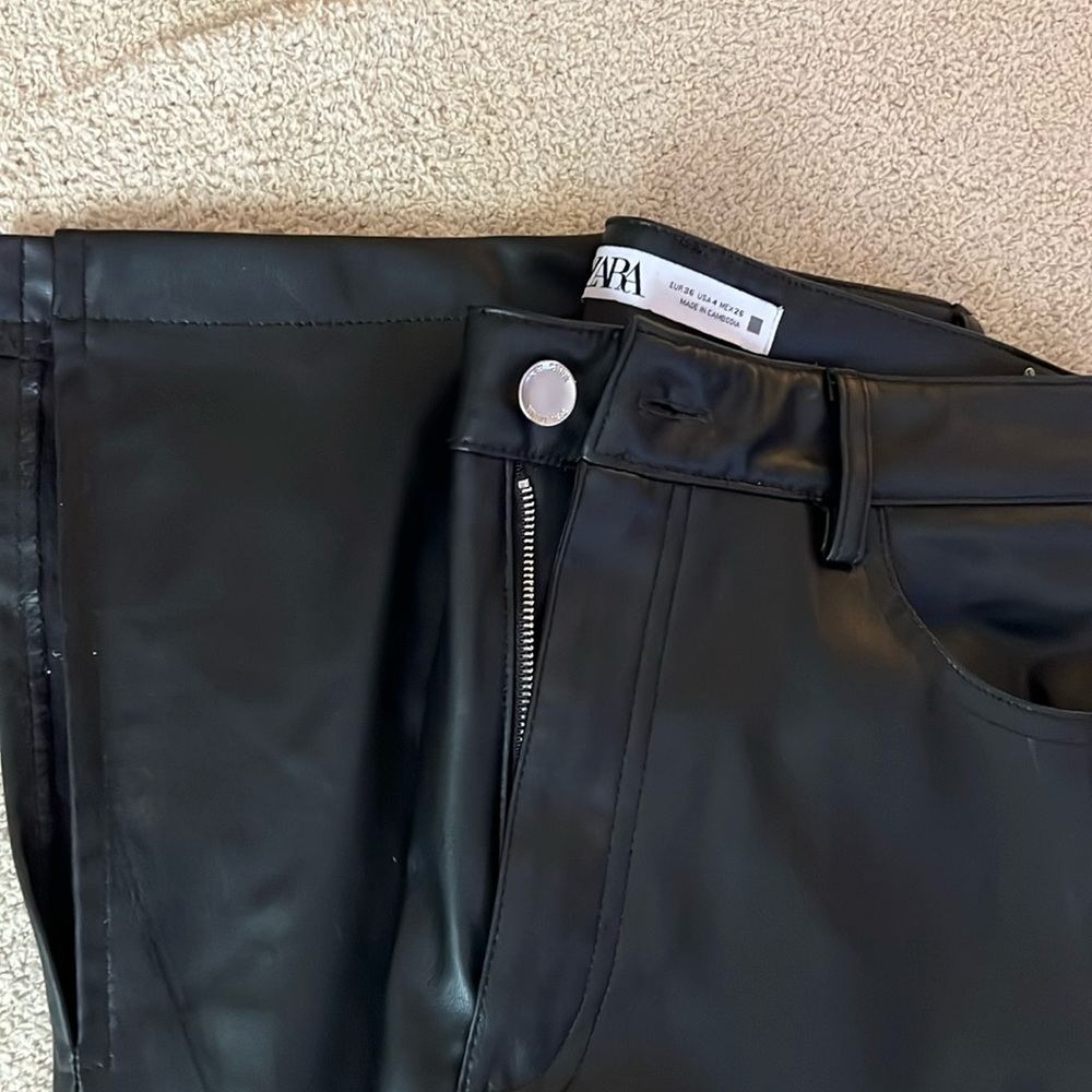 Zara Black Leather Bootcut Jeans